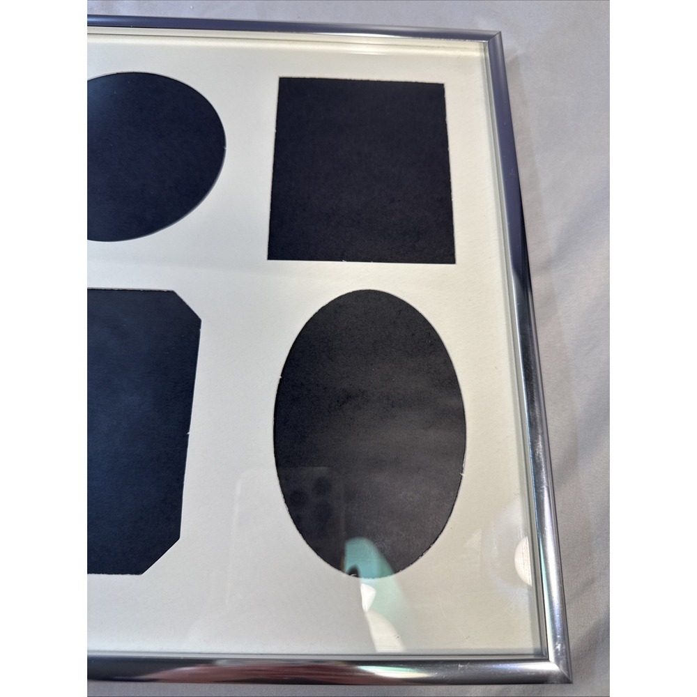 Vintage Silver Chrome Multi-Opening Collage Picture Frame with 7-Window Mat - Picture 2 of 12